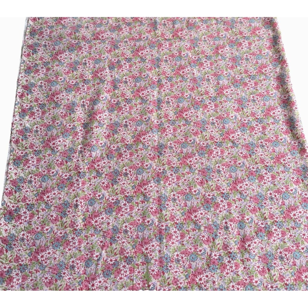 Vtg Calico Floral Pink Aqua Lavender Peach Lightweight Cotton Blend Sewing BTY - Picture 1 of 5